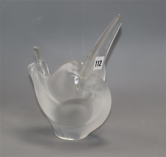 A modern Lalique doves vase, reduced height 21cm